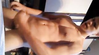 Boy wanks and cum