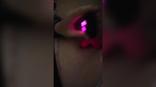 Making my snatch soak with huge pink dildo