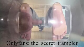 Dick and nuts puncaked under glass two (preview, soon on homemades) penis and ball trampling