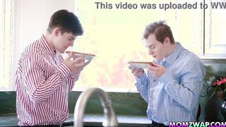 2 teenager men Anthony Pierce and Tyler Cruise suffer from being chronically turned on, they are like 2 stags on heat! When they find out that their stepmoms just baked pies they just have to plowed the pies!!