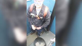 Worker Bear Jerks Off & Cum in Porty Potty at Work