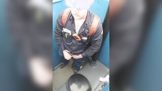 Worker Bear Jerks Off & Cum in Porty Potty at Work