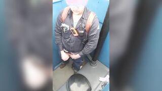 Worker Bear Jerks Off & Cum in Porty Potty at Work