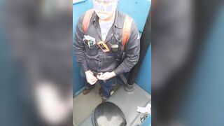 Worker Bear Jerks Off & Cum in Porty Potty at Work