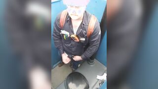 Worker Bear Jerks Off & Cum in Porty Potty at Work