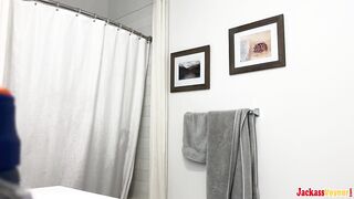 Spying on my roommate bathroom routine- nice tanlines naked