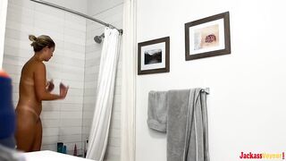 Spying on my roommate bathroom routine- nice tanlines naked