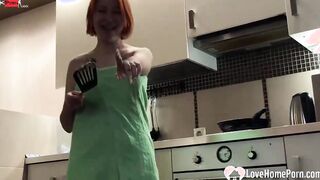 Alluring red head deepthroats like a real professional