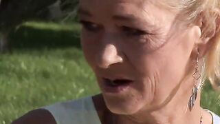 Finding very older mother toying young vagina outdoor