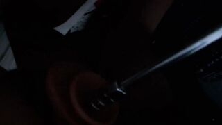 Lovers testing double penetration machine