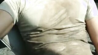 Male airport public piss and cum