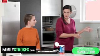 Family Rubs - sexy 19 Yo Let Her Stepsisters Sugardaddy Plowed!