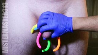 Small Heterosexual dick and nuts bound up with monkey noodles / noodlies tiny genitals covered!