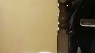 BBW Latina rides dildo in front of mirror.