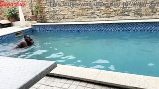 Christmas and New Year Vacation on a swimming pool sex