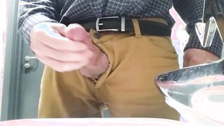 Little cock daddy wank at work with big cum spurt 2 2