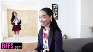 College Girls Inside Uniforms Kenzie Reeves, Vina Sky & Alexis Tae Share Their Teacher's Penis - BFFS