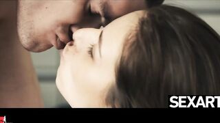 She getting cum over her long natural melons and into her soaked pussy