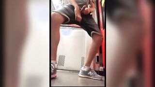 Exhibition Twink jerks off in a train