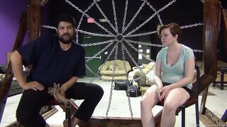 Big Titted ginger gets bound up with rope and teased