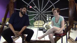 Big Titted ginger gets bound up with rope and teased