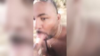 Bear sucking and eating