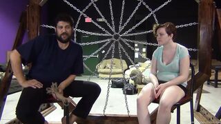 Big Boobed ginger gets bound up with rope and teased