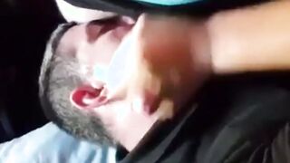 UK truck driver sucks local straight lad