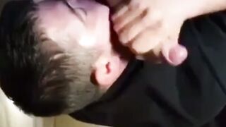 UK truck driver sucks local straight lad