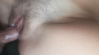 EIGHTEEN CUNT CLOSE UP, white twat juice appears on penis