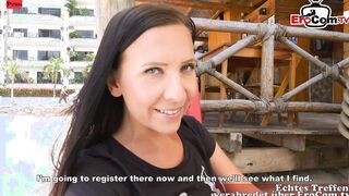 German slender Cougar pick up dude on street for real sexdate