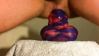 amateur Anal sex toy fun with flint the bad dragon !