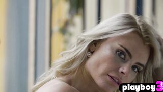 Blonde teen showing her perfect body