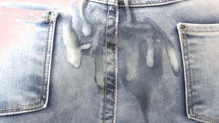 For the first time, I allow our maid's stepson to cum inside my booty with a jean