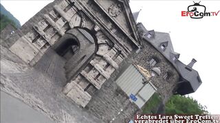 German ebony barely legal public pick up and outdoor nailed POV