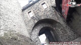 German ebony barely legal public pick up and outdoor nailed POV