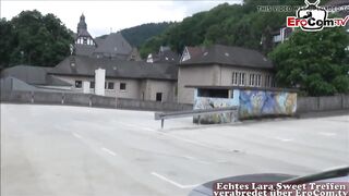 German ebony barely legal public pick up and outdoor nailed POV