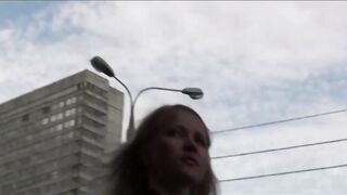 Amazingly hot Blonde Deep Upskirt & Frontal Slit