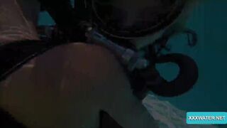 Jason slips his big dick in Monica into the pool