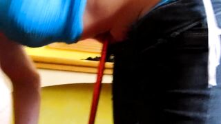 Paula Tortures herself by Piercing her Navel with a Hugest Pencil that