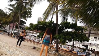 NO PANTIES at Beach Party # Flashing in Outside