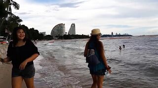 NO PANTIES at Beach Party # Flashing in Outside