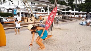 NO PANTIES at Beach Party # Flashing in Outside