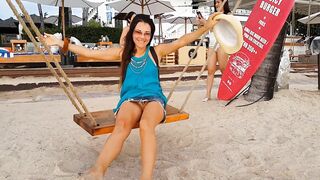 NO PANTIES at Beach Party # Flashing in Outside