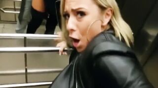 Outdoors Quickie in Leather Jacket