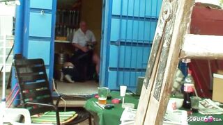 Old Ugly Dude Seduce Homeless Young chick to scandal Public