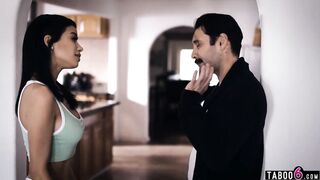 Insomniac stepdad lusts for Bombshell latina 19 year old step-daughter Savannah Sixx