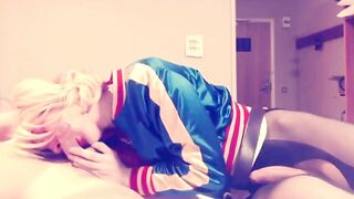 Suicide Squad Harley Quinn crossdresser suck and swallow