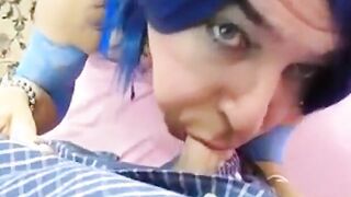 Crossdresser gags on cock
