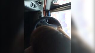 Korean girl playing with small cock in car